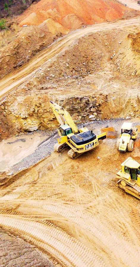 Aerial view of earthworks and excavation by B1 India